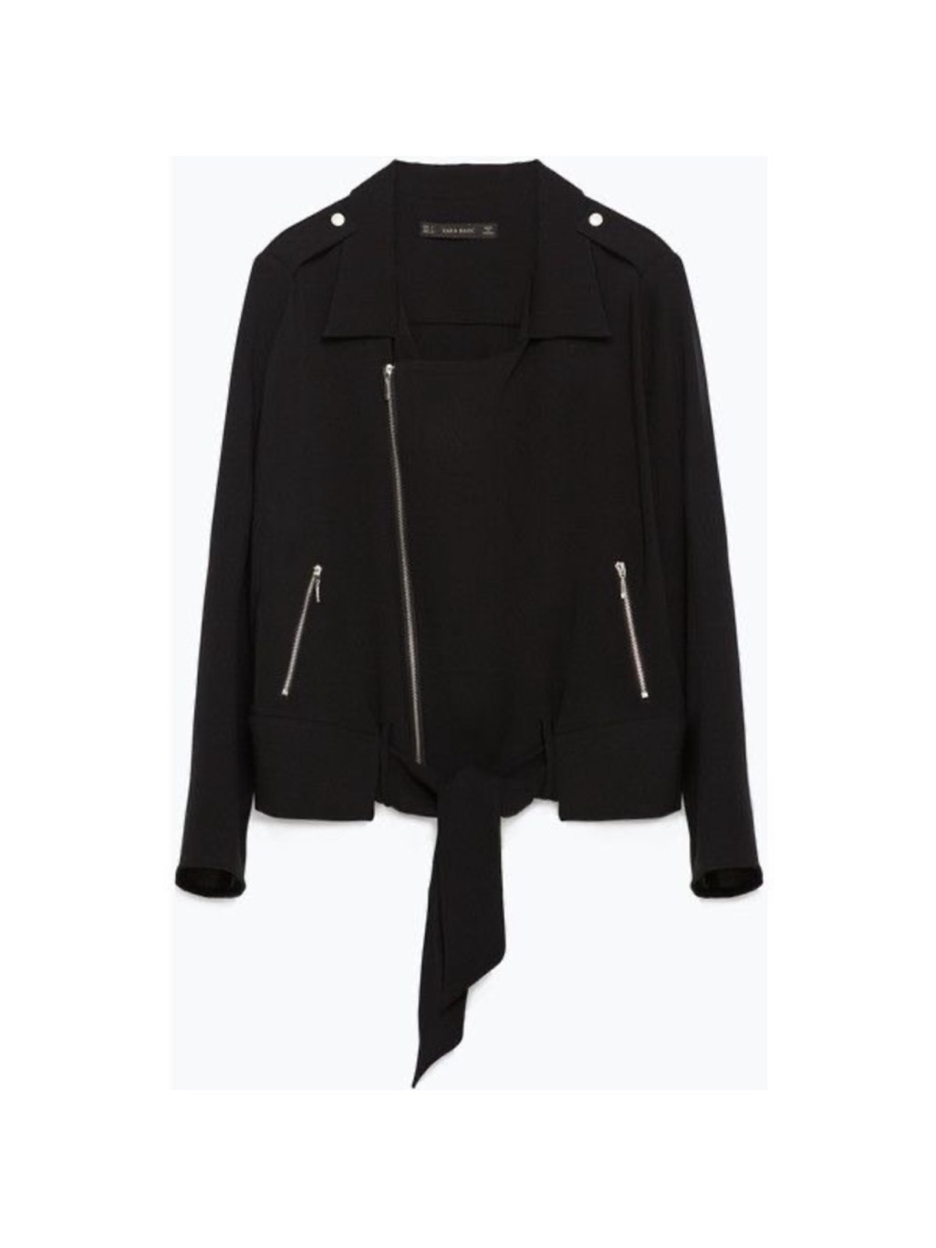 Zara Black Women's Zip-Front Moto Jacket